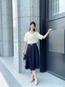佰藍(lán)嬌兩件套裝女2025夏季新款高級感氣質(zhì)顯瘦小個子連衣裙夏天半身裙子 米白色+黑色 M （建議80-105斤） 曬單實拍圖