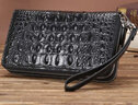 尊爵狼鱷魚(yú)皮錢(qián)包男真皮長(cháng)款手拿包商務(wù)休閑皮包大容量手包泰國 黑色-背骨 雙層 曬單實(shí)拍圖