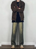 Shelley Jones 咖啡色潮流外套男士秋季vintage美式復古cleanfit底特律工裝夾克 A007-J7195咖啡色 XL [建議125-145斤] 曬單實(shí)拍圖