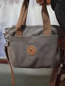 簡(jiǎn)巡帆布包女大容量飯袋便當包簡(jiǎn)約單肩斜挎包上班通勤手提媽咪包小包 灰色 曬單實(shí)拍圖