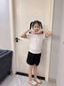 IVY HOUSE常春藤兒童裝女童2024年夏季新款  撞色海軍領(lǐng)舒彈氣質(zhì)短袖針織衫 白色（（附贈領(lǐng)花）） 140 cm 曬單實(shí)拍圖