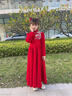 小咔衣濃兒童禮服公主裙小女孩主持人長(cháng)袖鋼琴演出服女童過(guò)年拜年服秋冬季 酒紅色3687長(cháng)款（加絨） 120 曬單實(shí)拍圖