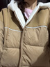 森馬（Semir）棉服女拼接寬松棉衣復古時尚2024冬季新款毛絨連帽面包服潮流 黃色調00333 165/88A/L 曬單實拍圖