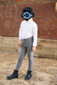 MARCEL BISSET成人兒童馬術(shù)上衣騎馬裝馬術(shù)長(cháng)袖POLO衫t恤騎士服裝騎馬裝122/636 B款 白色（基礎版） 140 曬單實(shí)拍圖