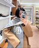 巴利（BALLY）新款女士羊毛圍巾印花LOGO披肩外搭圍脖送女友 6305008 灰色6309395 曬單實(shí)拍圖