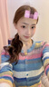 矜持范早秋新款彩虹條紋圓領(lǐng)長(zhǎng)袖針織衫女紐扣開(kāi)衫顯瘦短款上衣女 藍(lán)色 S 【建議8090斤】 曬單實(shí)拍圖