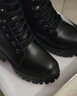 AI真皮短靴女2025秋冬季新款女鞋厚底內增高馬丁靴加絨棉鞋高跟靴子 黑色【加絨】YJN1015-1 39 曬單實(shí)拍圖