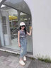 忙忙熊（MangMangXiong）女童棉T恤半身裙套裝夏季新款中大童女孩短袖T恤牛仔裙兒童兩件套 牛仔裙 140 曬單實(shí)拍圖