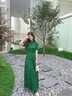 帝弗·潤馳2025夏新款法式高級感綠色波點(diǎn)超長(cháng)款連衣裙收腰及踝長(cháng)裙 圖片色 M 曬單實(shí)拍圖