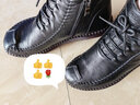 啄木鳥(niǎo)牛筋防滑軟底媽媽棉鞋百搭平跟厚底手工復古真皮冬季加絨短靴女靴 黑色《腳肥寬買(mǎi)大一碼》 39 曬單實(shí)拍圖