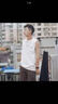 出闊無(wú)袖t恤男純棉夏季日系潮牌寬松休閑運動(dòng)健身沙灘跨欄坎肩背心男 白色 L （建議110斤-125斤） 曬單實(shí)拍圖