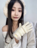 溪谷幽幽羽絨手套女秋冬季加絨加厚防風(fēng)防水東北玩雪開(kāi)車(chē)觸屏保暖騎行手套 米白 【北極絨內里 防風(fēng)防水】 均碼 曬單實(shí)拍圖