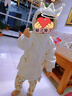 幼歌（YOUGE）嬰幼兒防污抗菌卡通造型恐龍羽絨服防風(fēng)御寒連帽外套潮 米白 100 cm 曬單實(shí)拍圖