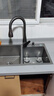 萬(wàn)和廚房雙槽不銹鋼手工洗菜一體洗碗盆槍灰水槽大尺寸85x45 槍灰納米|3檔抽拉龍頭+皂液器 72X40【小米粒升級5MM加厚面板】 曬單實(shí)拍圖