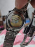 冠琴手表男表全自動(dòng)機械表鐘表鍍金雙日歷防水商務(wù)休閑男士鑲鉆表 精鋼白面鋼帶 曬單實(shí)拍圖