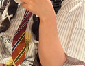 小野七天日系學院風短袖條紋襯衫女寬松五分袖襯衣休閑T恤上衣 綠色短袖襯衫+領帶 L 曬單實拍圖