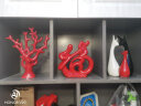 睿诺现代家居装饰品摆件创意陶瓷工艺品客厅酒柜电视柜摆设三口鹿礼物 红色树一个 实拍图