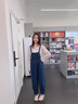 衣典零一（LEDIALYI）牛仔背帶褲女2024春秋季女裝新款小個子韓版休閑寬松九分連體褲子 牛仔藍 S （建議105斤內） 曬單實拍圖