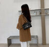 CLEVER KNOCK品牌CK包包女款輕奢斜挎單肩包女士菱格牛皮小方包情人節生日禮物 黑色【送女友送老婆送媽媽】 曬單實(shí)拍圖