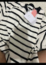 唐獅情侶裝短袖T恤男夏季新款條紋寬松學(xué)生潮流 女款/本白 M 曬單實(shí)拍圖