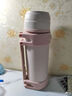 恩爾美（nRMEi）保溫壺杯嬰兒沖奶粉家用戶(hù)外便攜316不銹鋼大肚杯大容量暖熱水壺 西柚粉【直身款+杯帶】1200ml 曬單實(shí)拍圖