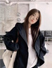 LPOX外套女款2025年最新款黑色連帽外套女寬松慵懶風(fēng)小眾上衣韓版外套 黑色外套 S _60-85斤 曬單實(shí)拍圖