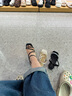 百思圖七夕禮物夏商場新款復(fù)古休閑條帶羅馬粗跟女一字帶涼鞋TNE32BL4 黑色 39 曬單實拍圖