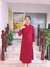 羅蒙（ROMON）媽媽裝秋裝連衣裙子本命年新款旗袍喜婆婆婚宴時(shí)尚禮服中老年女裝 紅色 3XL 建議120-130斤 曬單實(shí)拍圖