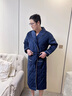 莫代爾夾棉睡袍男加肥加大碼冬季加絨加厚三層夾棉男款睡衣浴袍 2142寶藍 5XL (215-245斤) 曬單實(shí)拍圖