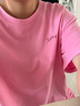 秋水伊人寬松落肩短袖T恤夏季新款女簡(jiǎn)約休閑百搭圓領(lǐng)上衣 粉紅 M 曬單實(shí)拍圖