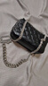 VERSACE JEANS COUTURE范思哲 女士黑色菱格絎縫鉚釘裝飾鏈條手提單肩包 75VA4BQ5 黑色 899 均碼（23cm*15cm*9.3cm） 曬單實拍圖