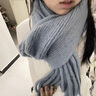viney圍巾女2025新款冬季韓系保暖披肩純色針織圍脖生日禮物送女友老婆 藍色-高端禮盒裝 曬單實(shí)拍圖