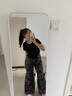 CTOX大碼美式復古迷彩工裝褲女春秋炸街甜酷辣妹寬松直筒垂感休閑褲子 迷彩色【版】 M 建議95-105斤 曬單實拍圖
