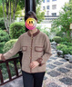 燕潯外套女2025秋裝新款女裝氣質(zhì)撞色立領小香短外套女針織拼接上衣女 咖色 L 建議100-120斤 曬單實拍圖