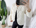 德瑪納（dme）【舒適驚艷】冬季淑女風(fēng)圓領(lǐng)長(zhǎng)袖棉服女短款女外套 米白 L 曬單實(shí)拍圖