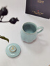 陸寶汝窯茶具茶杯帶蓋馬克杯辦公水杯 高檔陶瓷杯子開(kāi)片可養 仙石蓋杯 天青色-禮盒裝300ml 曬單實(shí)拍圖