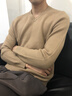 PRIDEME一件過冬季 加絨加厚保暖一體絨V領毛衣男長袖修身套頭針織衫男士 LDK2116-駝色 M 【體重建議：100-120斤】 曬單實拍圖