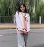 歐維沃毛衣女秋冬針織衫外套學(xué)生韓版寬松加厚假兩件韓系復古慵懶風(fēng)開(kāi)衫 咖色背心+襯衫 S 曬單實(shí)拍圖