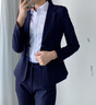 普妮姿西裝套裝女春秋新款職業(yè)裝修身工作服氣質(zhì)大學(xué)生面試白領(lǐng)商務(wù)正裝 單件黑色西裝 L 【建議：100-109斤】 曬單實拍圖