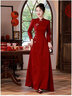 塞德勒長(cháng)袖敬酒服新娘酒紅色旗袍2026新款高端訂婚結婚禮服裙女新中式 酒紅色 XXL（建議126-135斤） 曬單實(shí)拍圖