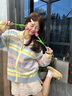 DXOT彩色設計毛衣外套女早初秋2025新款韓系慵懶風(fēng)針織衫秋冬多巴胺風(fēng) 彩色條紋 M 建議95-110斤 曬單實(shí)拍圖