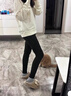 允娜德絨打底褲女士?jì)却o(wú)痕秋冬季發(fā)熱高腰秋褲可外穿德絨保暖庫女 黑色 厚款 （高腰） L推薦（105-130斤） 曬單實(shí)拍圖