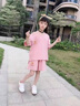 G.duck女童運動(dòng)套裝夏季2026新款洋氣韓版兒童短袖短褲衣服童裝大童夏裝 3116粉色棉質(zhì) 150 cm 曬單實(shí)拍圖