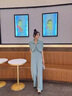 樂(lè)芬蘭（LeFenLan）休閑褲女套裝2024夏季新款韓版吊帶連體褲闊腿褲小個(gè)子顯瘦套裝潮 藍(lán)色套裝 M 曬單實(shí)拍圖