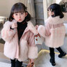 迪士尼（Disney）女童加絨冬裝外套2023兒童洋氣短款皮草棉衣加厚女寶寶夾棉毛毛衣 粉紅色【加絨夾棉加厚】 130 曬單實(shí)拍圖