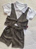 G.DUCKKIDS童裝男童套裝夏季新款兒童服裝一歲寶寶衣服小童男孩夏裝短袖馬甲 咖啡色單扣SJ8260- 90 (建議身高80-90 1歲半-2歲) 曬單實(shí)拍圖