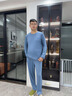 葉盼（yepan）【柔軟】睡衣男士莫代爾棉綢長(cháng)袖春秋季2025年新款薄款家居服套裝 YP3302-霧藍 2XL (180) ：建議160-180斤穿著(zhù) 曬單實(shí)拍圖