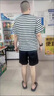 花花公子2023夏季新款男士條紋短袖T恤寬松個(gè)性百搭上衣清新文藝 灰色 XL _[130-150斤] 曬單實(shí)拍圖