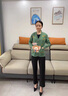俞兆林（YUZHAOLIN）中老年女裝春秋外套短款媽媽裝針織開衫寬松大碼40-50毛衣外搭女 綠色 XL  建議90-110斤 曬單實拍圖