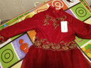 小咔衣濃兒童禮服公主裙花童婚紗小主持人女童鋼琴演奏演出服漢服大童秋冬 酒紅色【加絨款】089-A3 160 曬單實(shí)拍圖